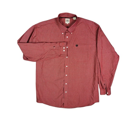 Cinch Men's Size Large Small Check Long Sleeve Button- up Shirt Western - Picture 2 of 6